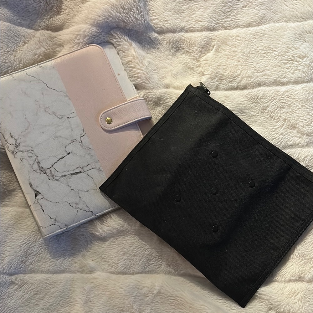 Marble and Pink Planner Cover & Black UV Sanitizing Pouch